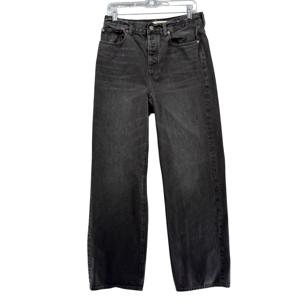 Madewell Low Slung Baggy Jeans Black Denim Women's 26 (30x33) Button Fly